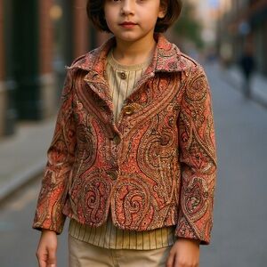 Etro Kids Paisley Blazer in Rich Brown and Red